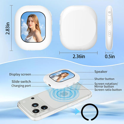 Magnetic Selfie Monitor Screen for Phone - 1080P Portable Wireless Phone Vlog Camera Monitor with Back Screen, Compatible with iPhone Android Phones