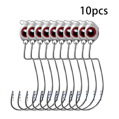 10Pcs Jig Head Fishing Hook -  Weedless Underspin Bass for Fishing Saltwater Freshwater
