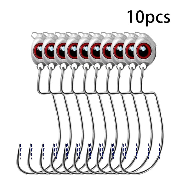 10Pcs Jig Head Fishing Hook -  Weedless Underspin Bass for Fishing Saltwater Freshwater