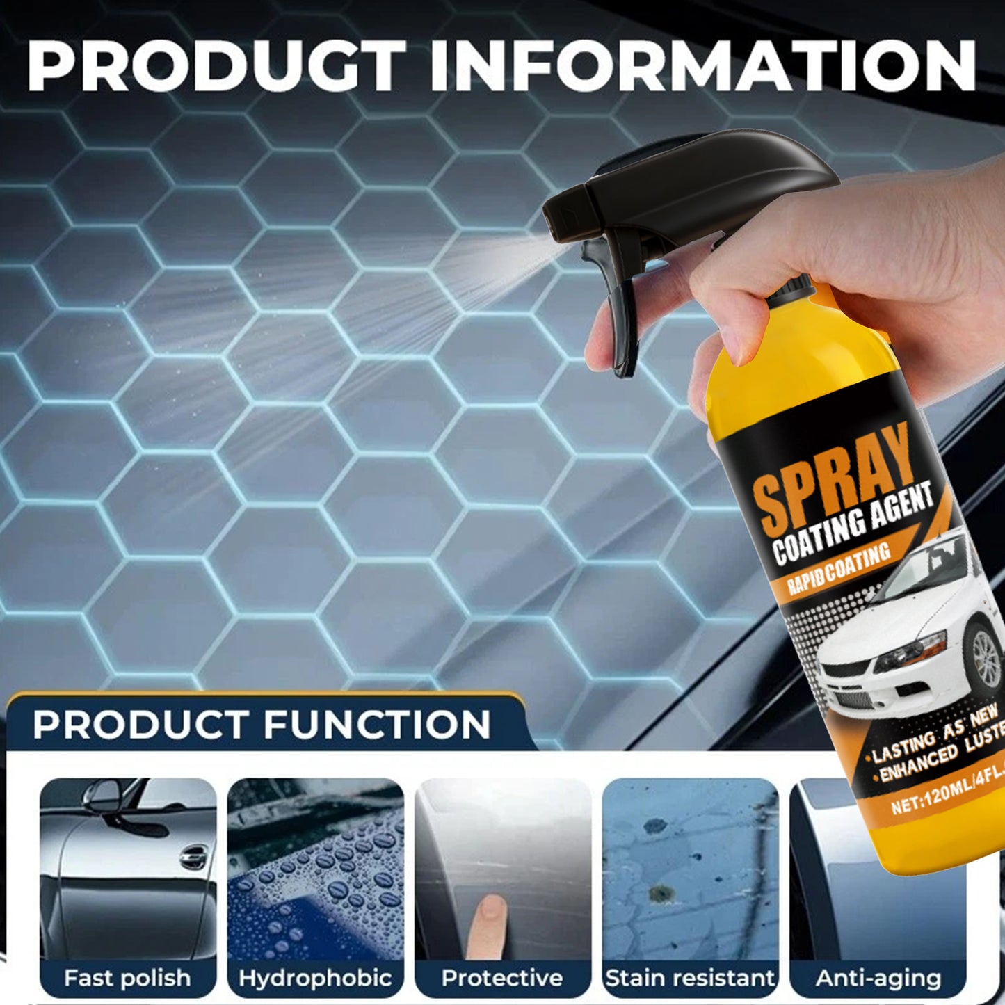 120ml 3-in-1 Quick-Acting Car Coating Agent Spray