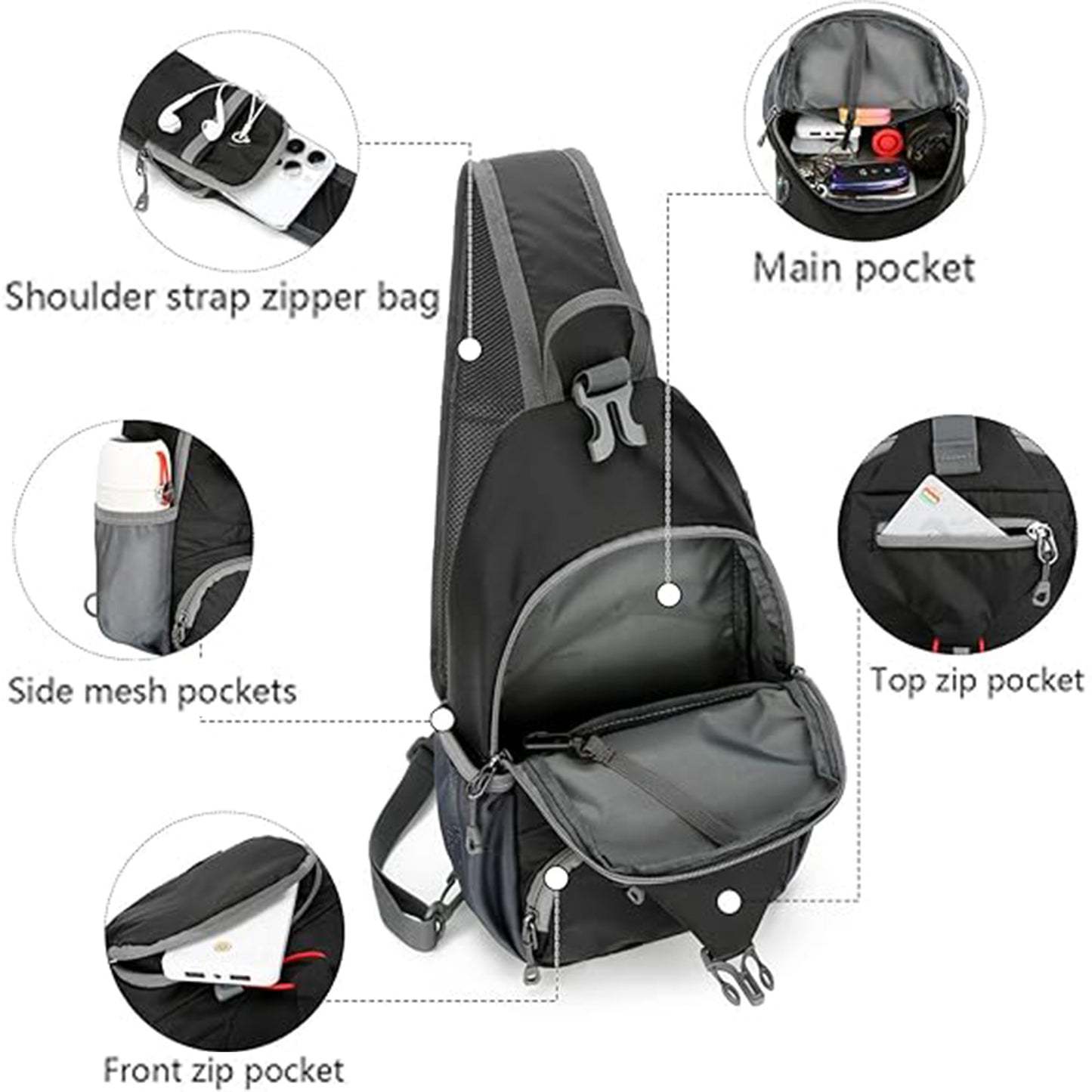 Mans Crossbody Bag Lightweight Chest Bag for Outdoor Hiking