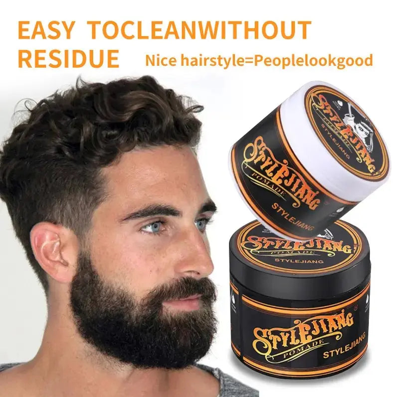 Strong Hold Hair Wax 4 oz. Water-soluble styling wax, suitable for curly, thick, and stubborn hair.