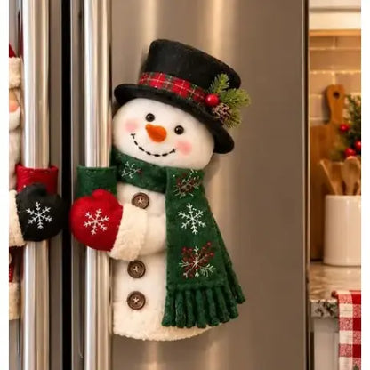 Christmas Handle Covers, Plush Santa & Snowman Handle Huggers for Refrigerator