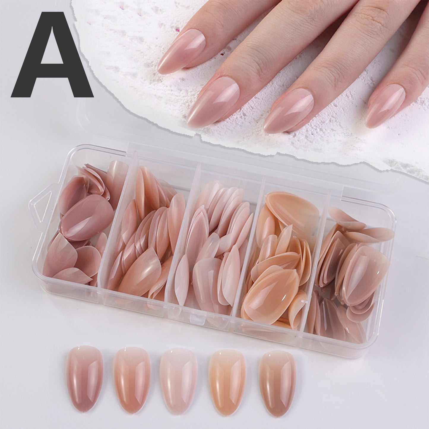 140PCS Pre-Gradient Press-On Nails Set – 5 Colors, 4 Shapes, Endless Styles