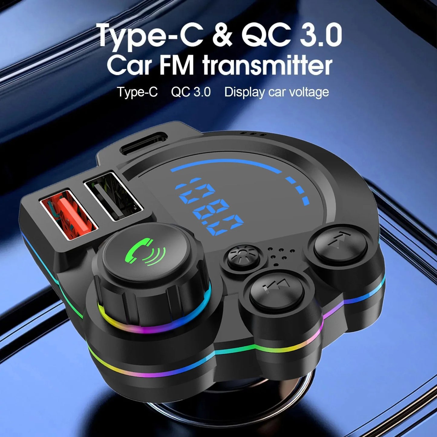 Bluetooth Car FM Transmitter with 20W PD Fast Charging