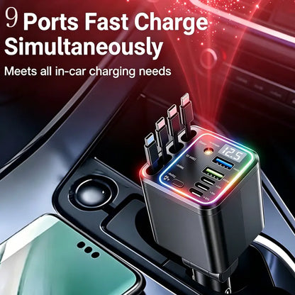 9-in-1 Fast Charging Station with 4 Built-in Cables