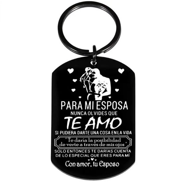 To My Wife Forever Love Keychain, Stainless Steel Keyring