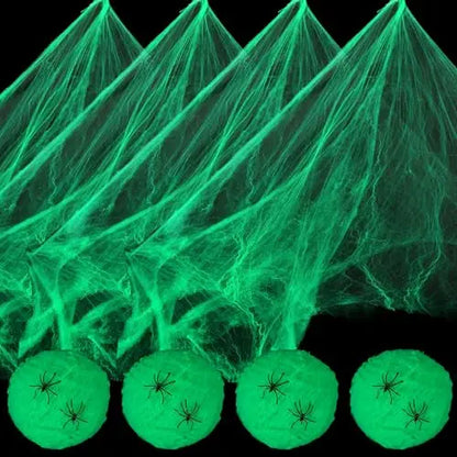 4PCS Glowing Halloween spiderweb decoration