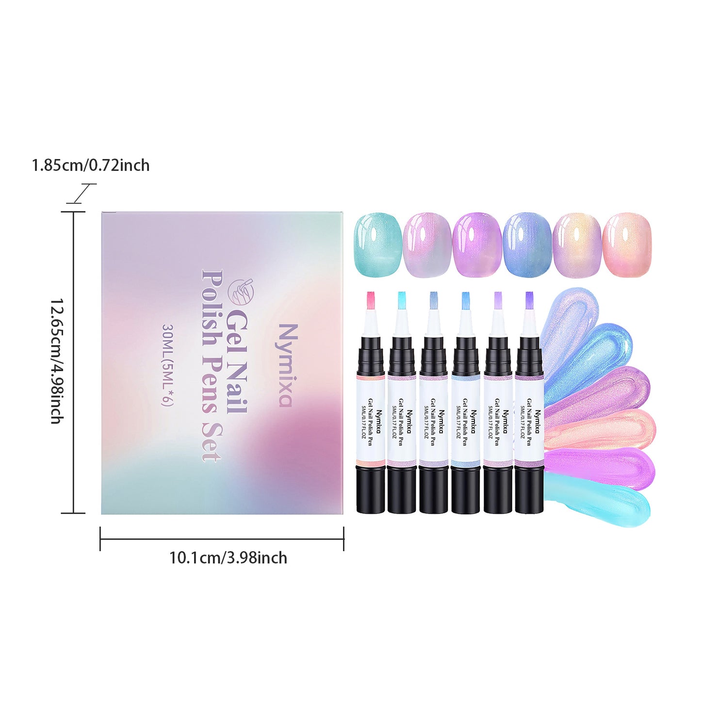 6 Colors Gel Nail Polish Pens, One Step Quick Dry UV Gel Nail Polish Set