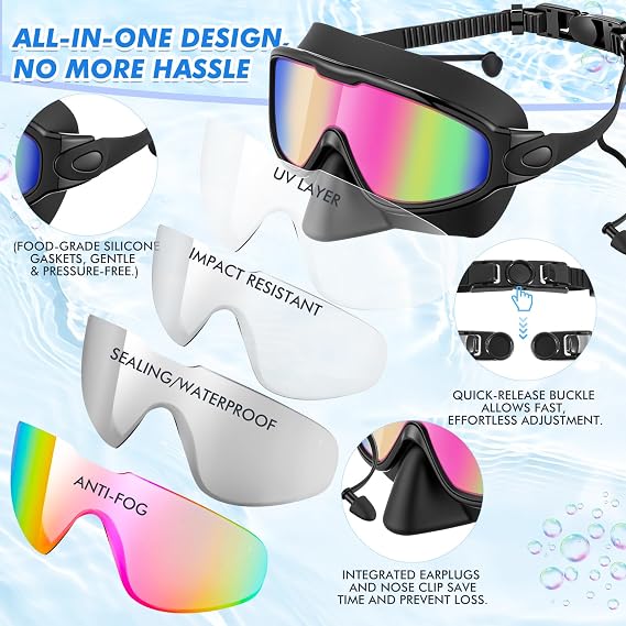 Adult Wide-Angle Anti-Fog UV-Protection Goggles (Earplugs Included)
