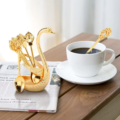 Creative Swan Design Coffee Stirring Spoon Set 6 Spoons