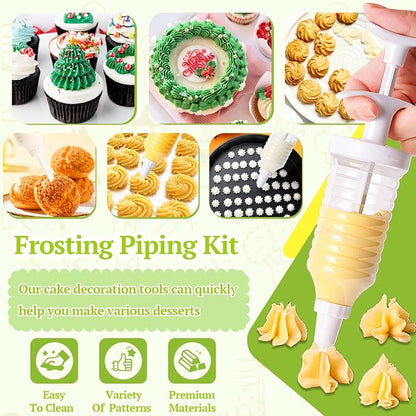 Professional Cake Decorating Kit, Piping Nozzle with Syringe, 8 Plastic Pastry Tips