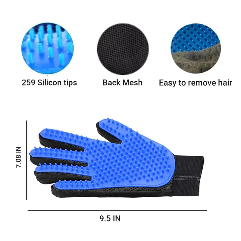 Pet Grooming Gloves, Upgrade Version with Enhanced 255 Silicone Grooming Tips