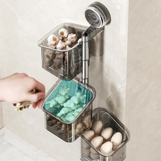 Wall-Mounted Suction Cup Rotating Organizer