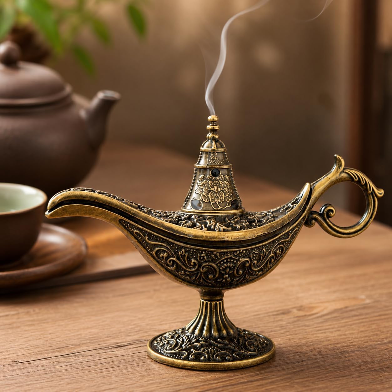 Aladdin-style incense burner stand—includes 42 incense pieces.