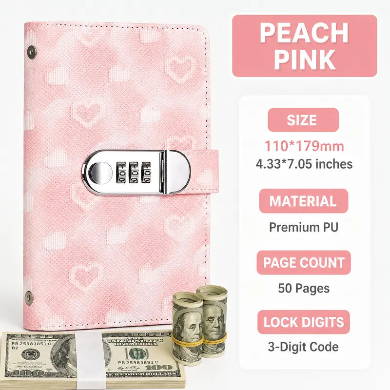 A6 Polyurethane Savings Binder with 3-Digit Resettable Password Lock