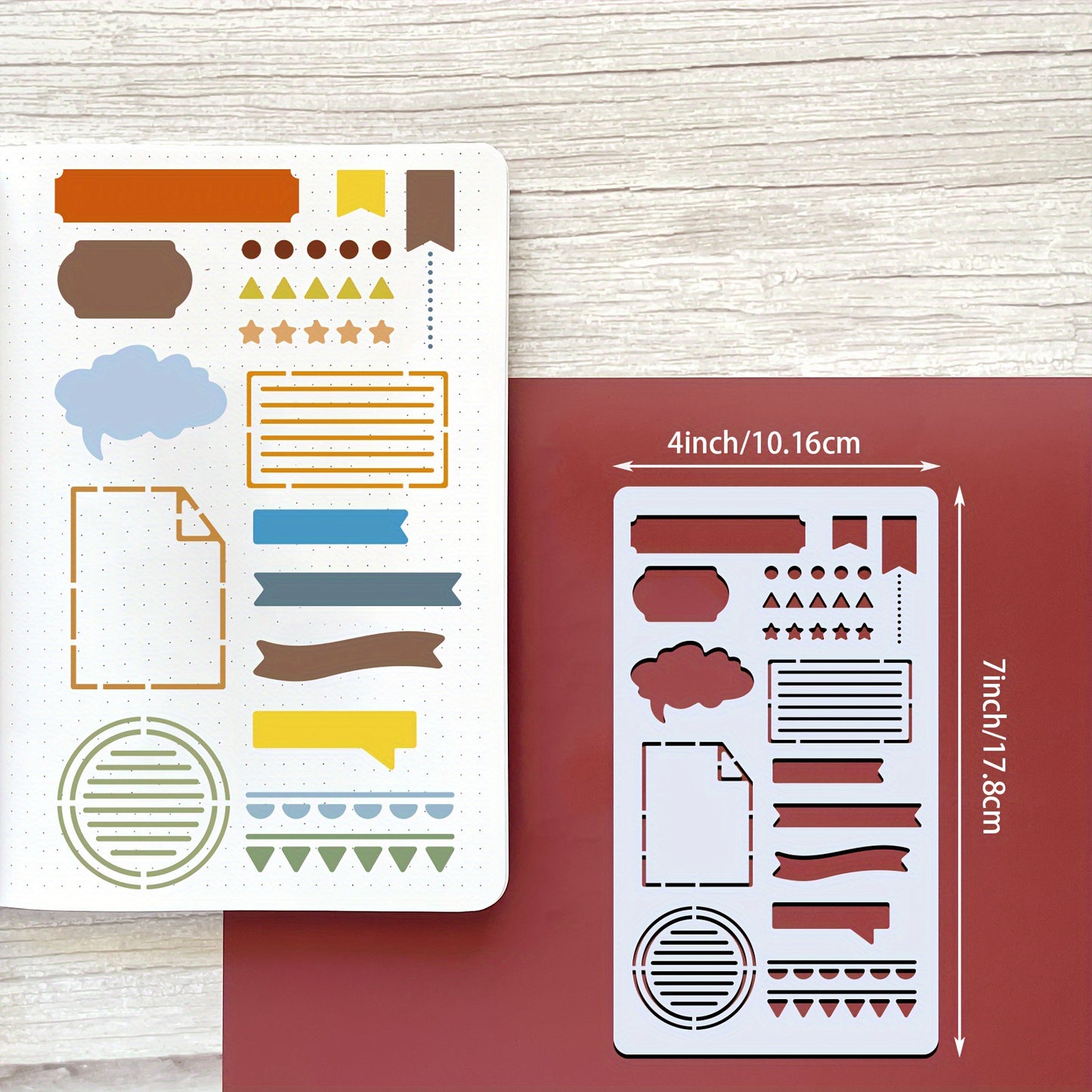 15-Pcs Journaling Stencil Set (4 x 7 inches) — Templates for Bullet Journals, Notebooks, Diaries, and Scrapbooks