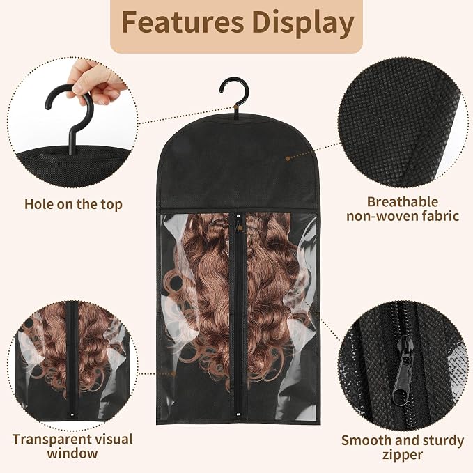2 Pack Wig Storage Bags with Hangers