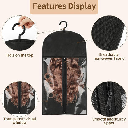 2 Pack Wig Storage Bags with Hangers