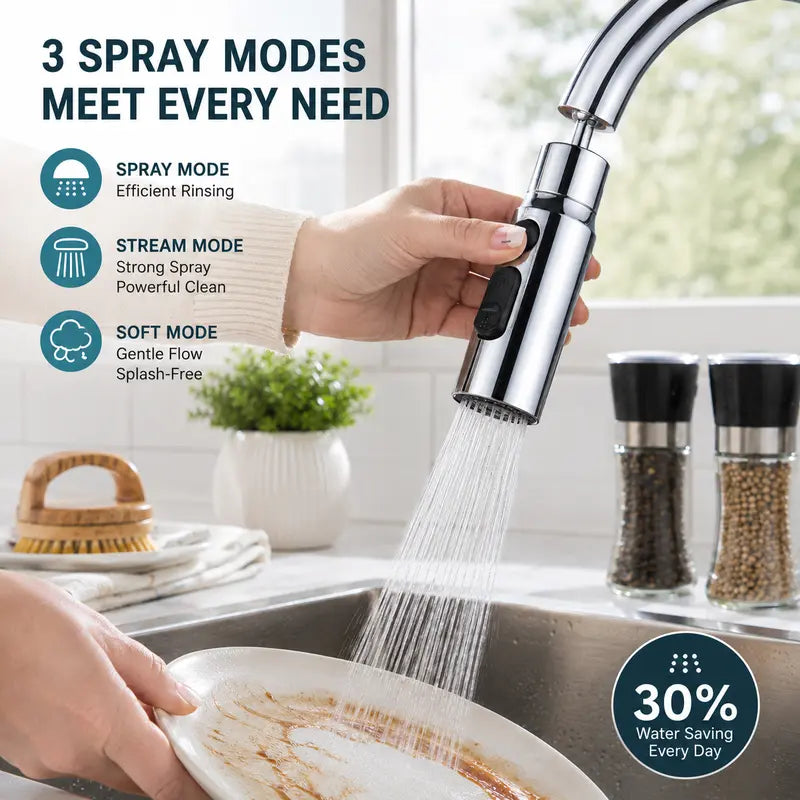 Silver 360° Rotating Kitchen Faucet Sprayer Head