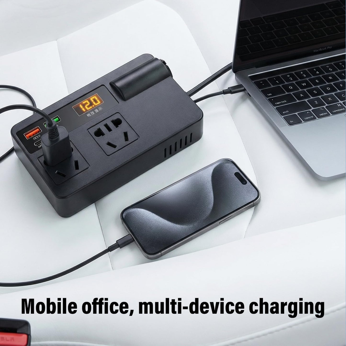 Portable Car Inverter, 12V/24V to 220V with Digital Display