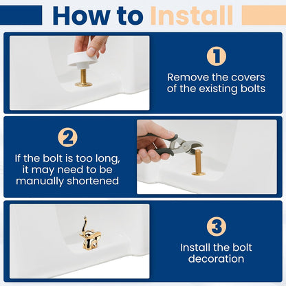 2Pcs Gold Elephant Toilet Bolt Covers