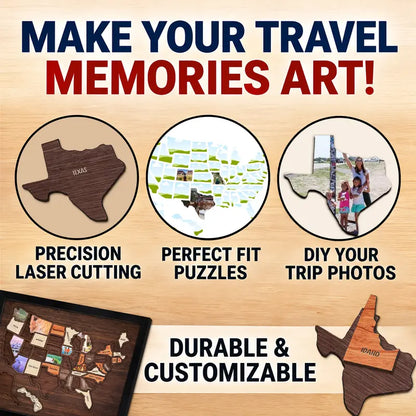 Wooden USA Travel Jigsaw Puzzle ,Handmade, State Pieces