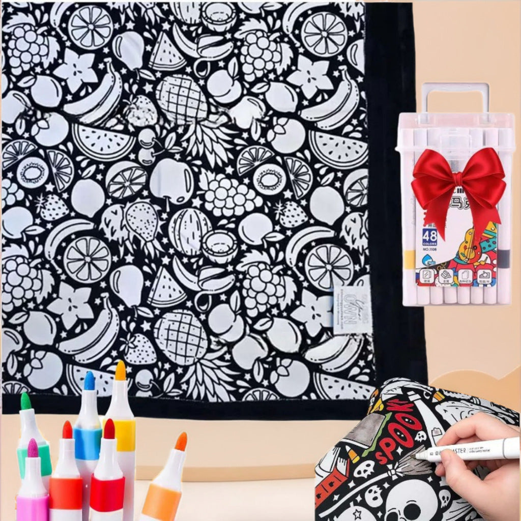 Color-Your-Own Coloring Blanket with 12-Color Marker Set