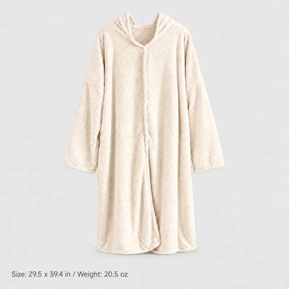 Women's Thickened Long-Sleeve Hooded Fleece Bathrobe (One Size)