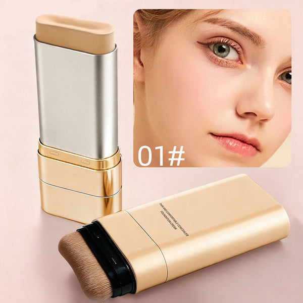 3 in 1 Luminous Dual Ended Concealer Foundation Stick with Brush-  Lightweight Brighten Long Lasting Make up Sticks for All Skin Types