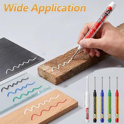 Refillable Water-Resistant Construction Marker, Heavy-Duty Carpenter Pen for Woodworking & Plumbing