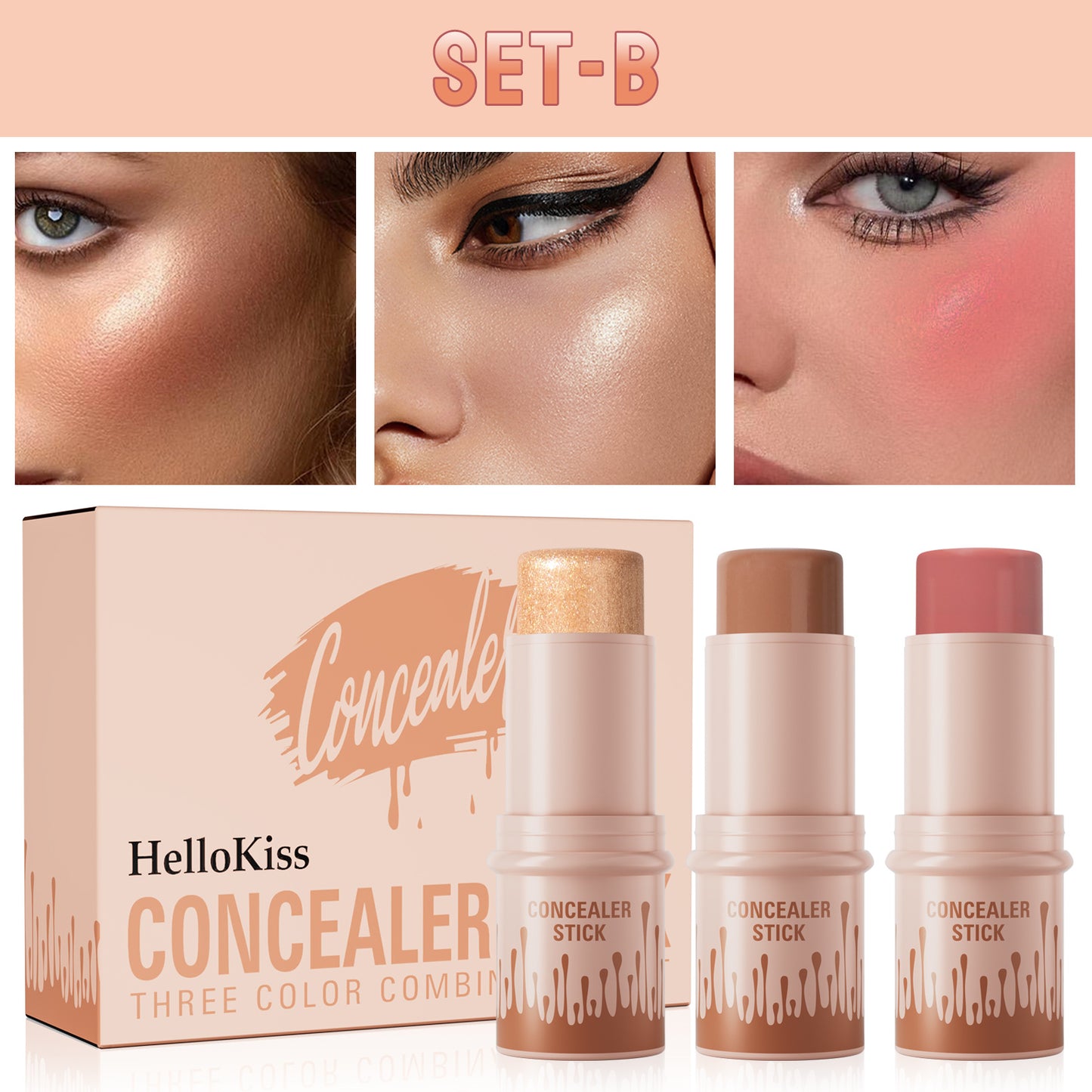 3Pcs Cream Contour Sticks Kit