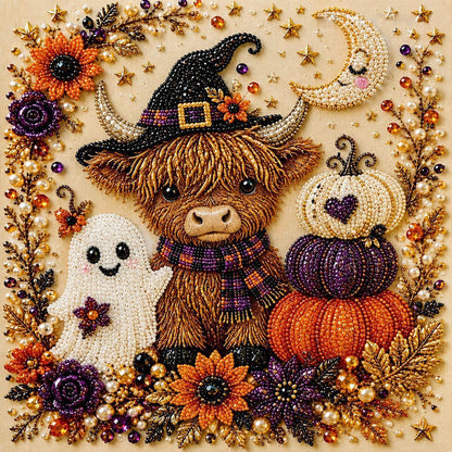 Halloween Ghost Pearl Art DIY Kit, 3D Pearl Mosaic Craft Set