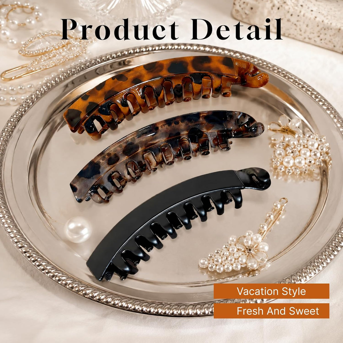 3 PCS Banana Hair Clips for Women, Cute and Stylish French Hair Claw Clips