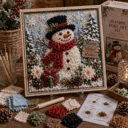 3D Christmas Fabric Poke Art Kit, DIY Snowman Embroidery Craft Kit