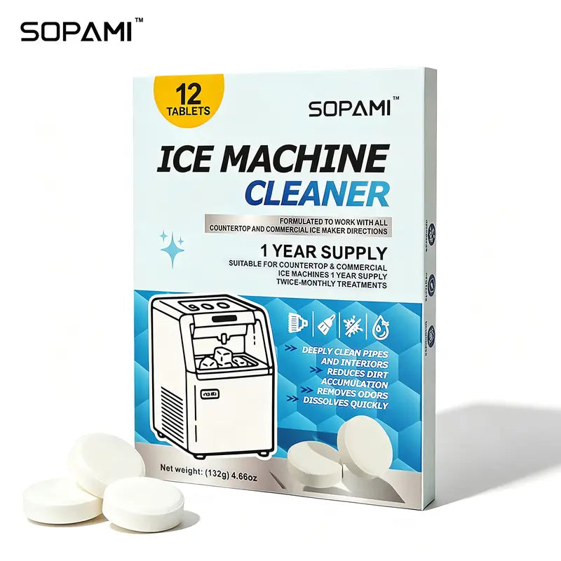 12-Count Ice Machine Cleaner Tablets, Safe & Effective to Remove Scale and Odors
