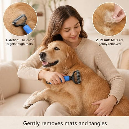 Pet Undercoat Rake Grooming Brush for Long Haired Dogs