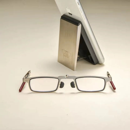 Portable Folding Pocket Reading Glasses, with Slim Metal Phone-Attachable Storage Case