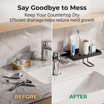 Steel Foldable Shelf Organizer for Homeowners - No-Drilling Over-Faucet Caddy with Adjustable Legs