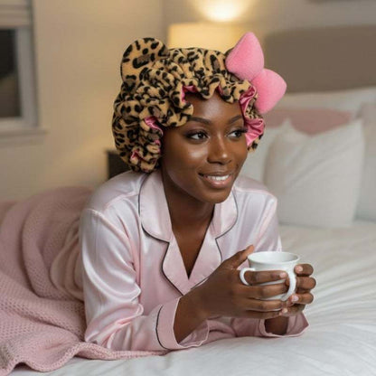 Plush Animal Ear Hair Bonnet for Women