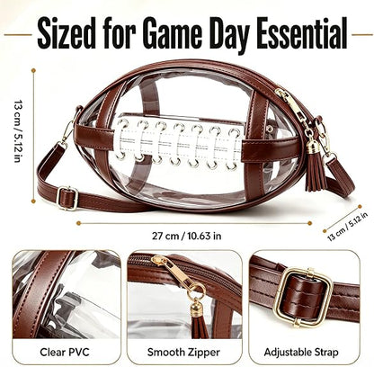 Clear Football-Shaped Crossbody Bag – Stylish Transparent Shoulder Purse