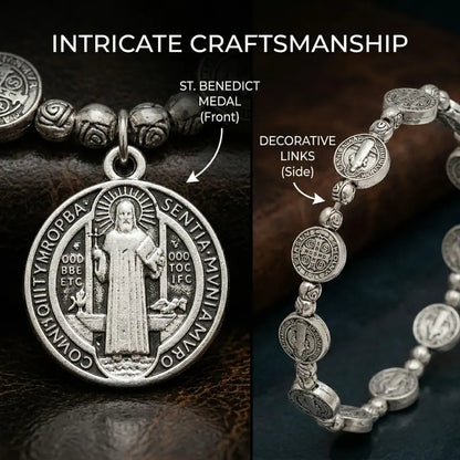 Vintage-style Saint Benedict rosary bracelet