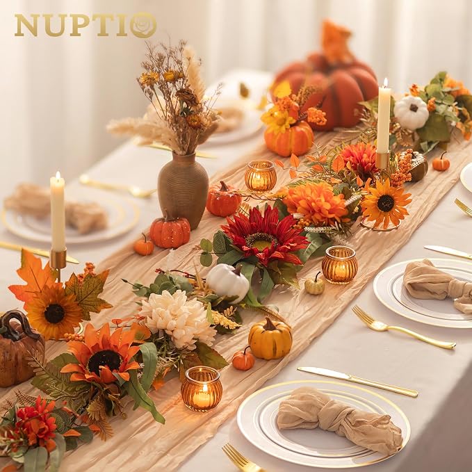 6ft Synthetic Fall Leaves Garland with Pumpkin
