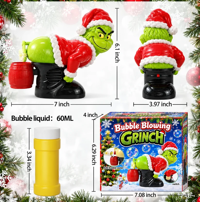 The Grinch Electric Bubble Blower with Silly Farting Sounds