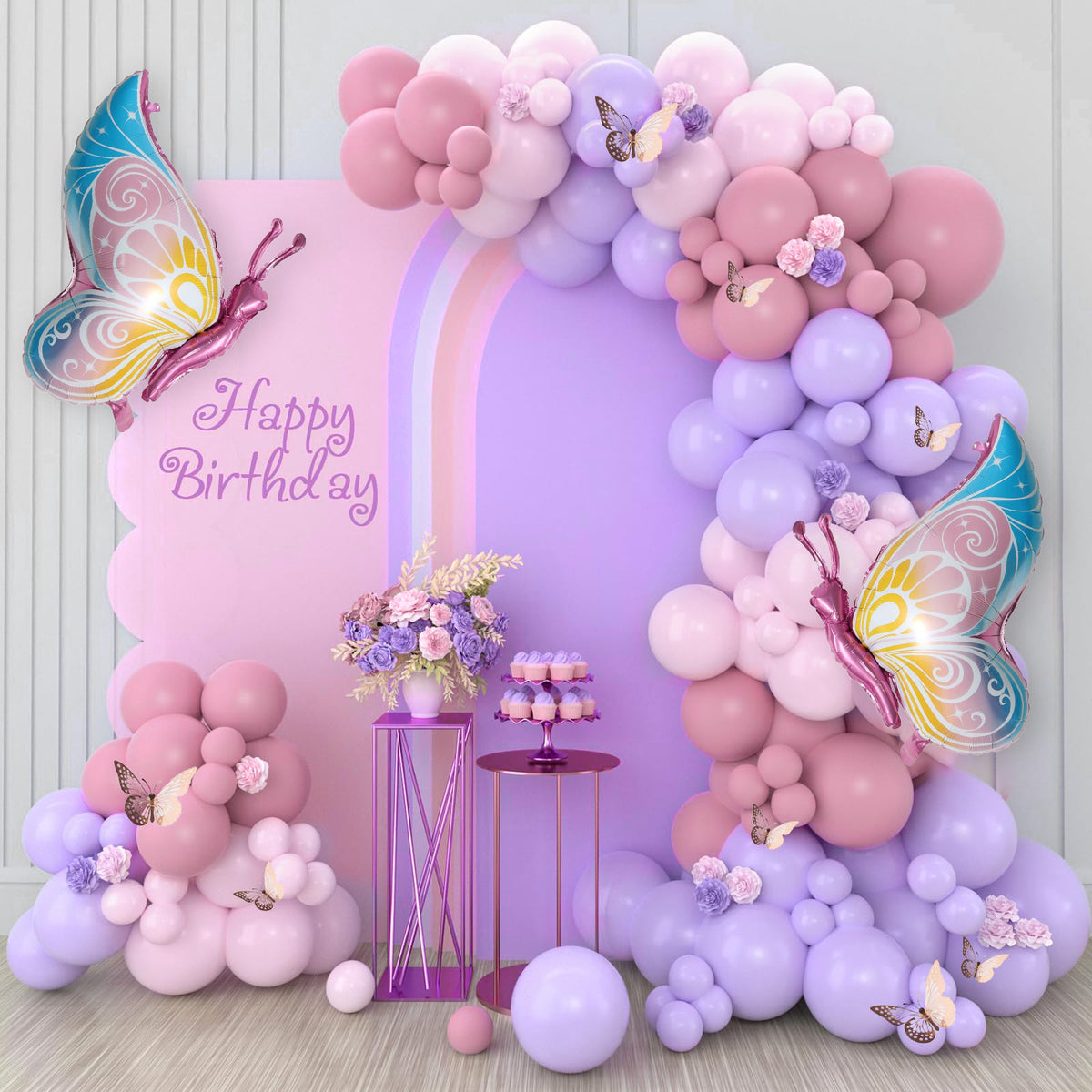 Butterfly Shape Latex Balloon Garland Arch Kit - Metal Chain