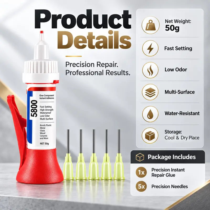 2PCS 5800 Precision Repair Glue, Fast-Setting Multi-Surface Adhesive for Plastic