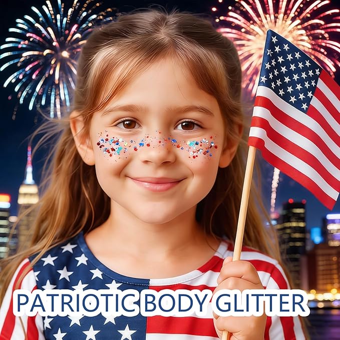 Patriotic Face Hair Glitter Stick