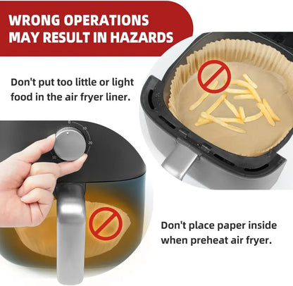 50-PCS Air Fryer Liners – Thickened, Non-Stick, and Oil-Proof