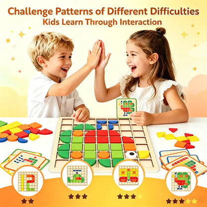 120PCS Wooden Mosaic Puzzle Game - Montessori Beginner Puzzle