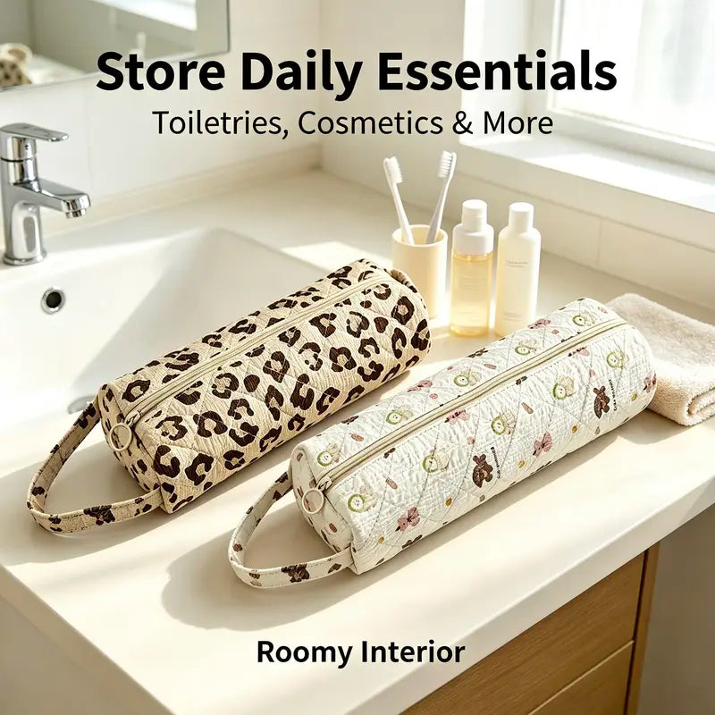 Portable Zipper Cosmetic Makeup Pouch with Handle